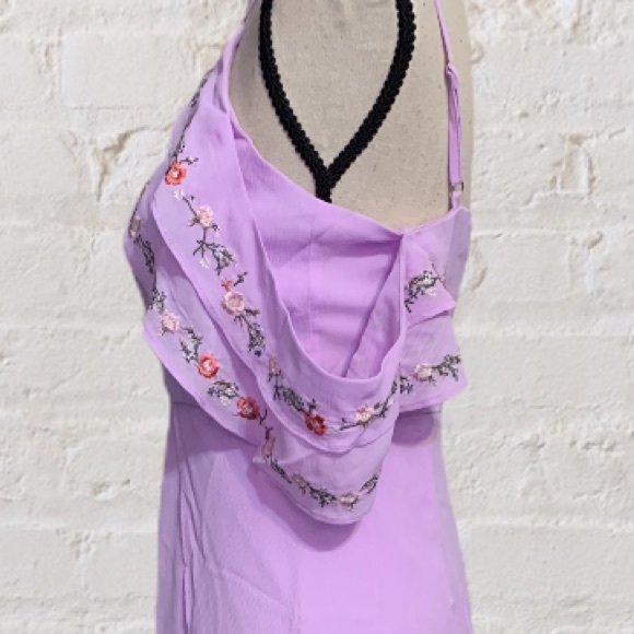 ❌DONATED❌Lavender Purple Cold Shoulder Embroidery Lined Maxi Dress - Picture 9 of 14
